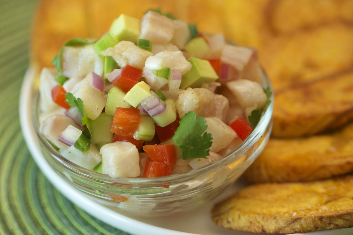 Tilapia Ceviche with Tostones